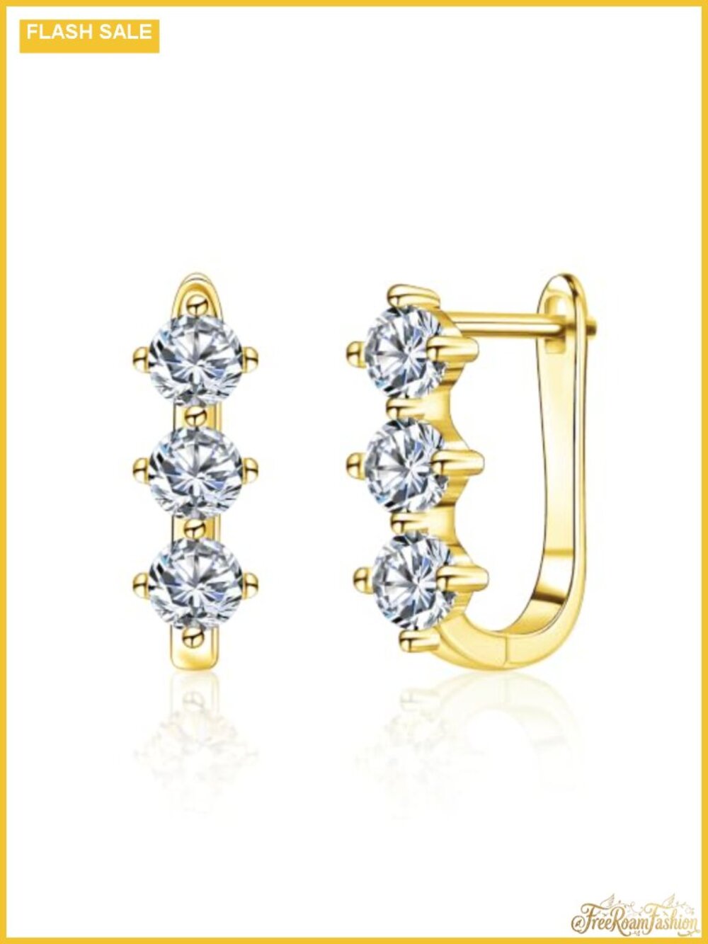 Cubic Zirconia Hoop Earrings for Women Small Huggie Hoops 12MM 14K Gold Plated